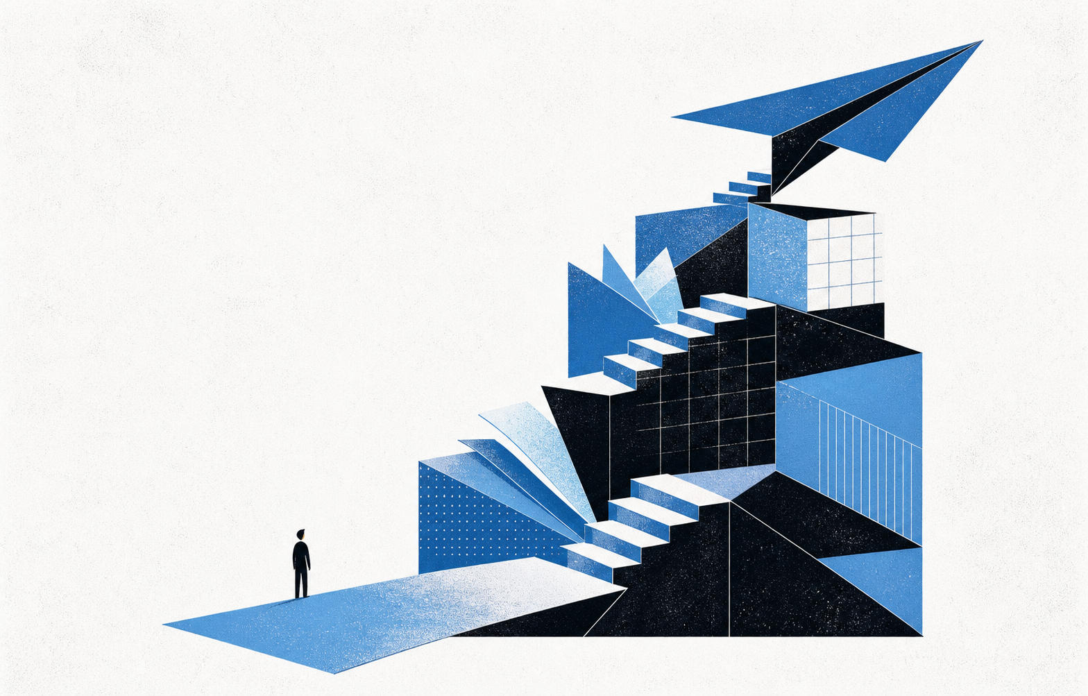 Editorial illustration of learning layers becoming one practical path